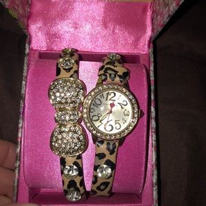 Leopard Betsey Johnson watch set